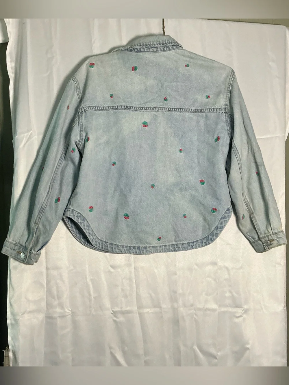 GAP Light Blue Denim Jacket with Pink & Green Embroidery